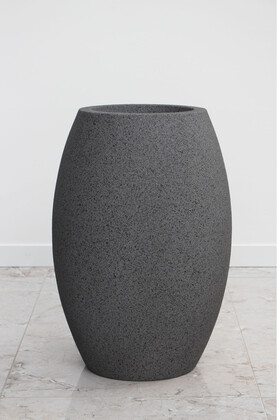 Fiber Stone Saksı Elips Model Beton Dokulu 65 cm Gri-Siyah (Kırılmaz-Çizilmez) - Yapay Çiçek Deposu