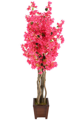 Ahşap Saksıda Yapay Begonvil Ağacı 185 cm Fuşya - Thumbnail