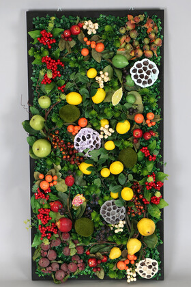 Ahşap Panoda Bitki Duvar Meyve Bahçesi Tablo 50 cm x 100 cm - Yapay Çiçek Deposu