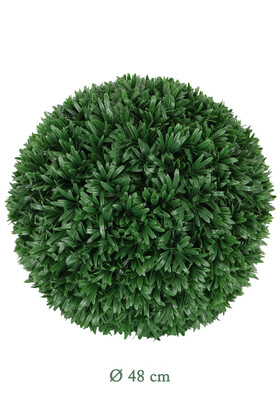 Yapay Çiçek Deposu - Defne Yapraklı Şimşir Top 48 cm Koyu Yeşil