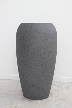 Fiber Stone Saksı Dev Fıçı Model Beton Dokulu 100 cm Gri-Siyah (Kırılmaz-Çizilmez) - 2