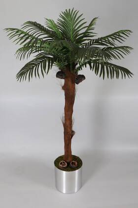 Yapay Çiçek Deposu - Çelik Saksıda Palmiye Ağacı 180 cm 14 Yapraklı