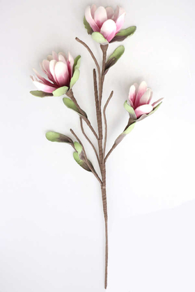 Exclusive Yapay İri Yapraklı Lateks Manolya Çiçeği 100 cm Pembe - Thumbnail