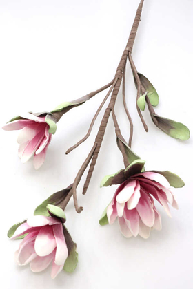 Exclusive Yapay İri Yapraklı Lateks Manolya Çiçeği 100 cm Pembe - Thumbnail
