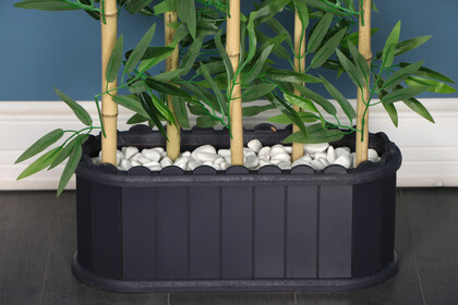 Dekoratif Saksıda Islak Yapraklı 5 Çubuklu Bambu Seperatör (20x50x135cm) - Thumbnail