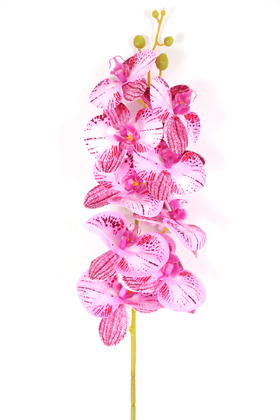 Yapay Dal Baskılı Orkide Çiçeği 88 cm Fuşya Çizgili - Thumbnail