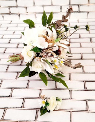 Canlı Okaliptus ve Beyaz Güller Karnavalı 2li Set - Thumbnail
