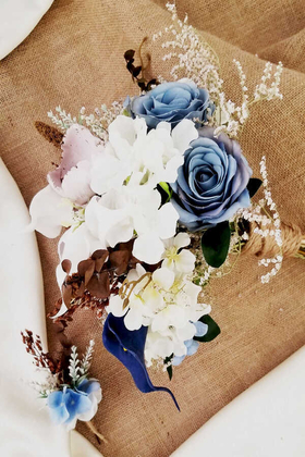 Carla Mavi Beyaz Pembe Pastel Tonlar Gelin Çiçeği 2li Set - Thumbnail