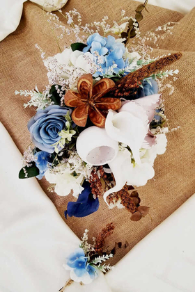 Carla Mavi Beyaz Pembe Pastel Tonlar Gelin Çiçeği 2li Set - Thumbnail