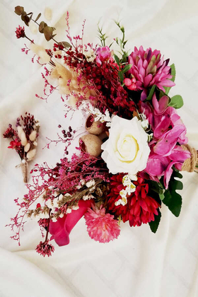 Carmen Pembe Mor Tonlar Gelin Çiçeği 2li Set - Thumbnail