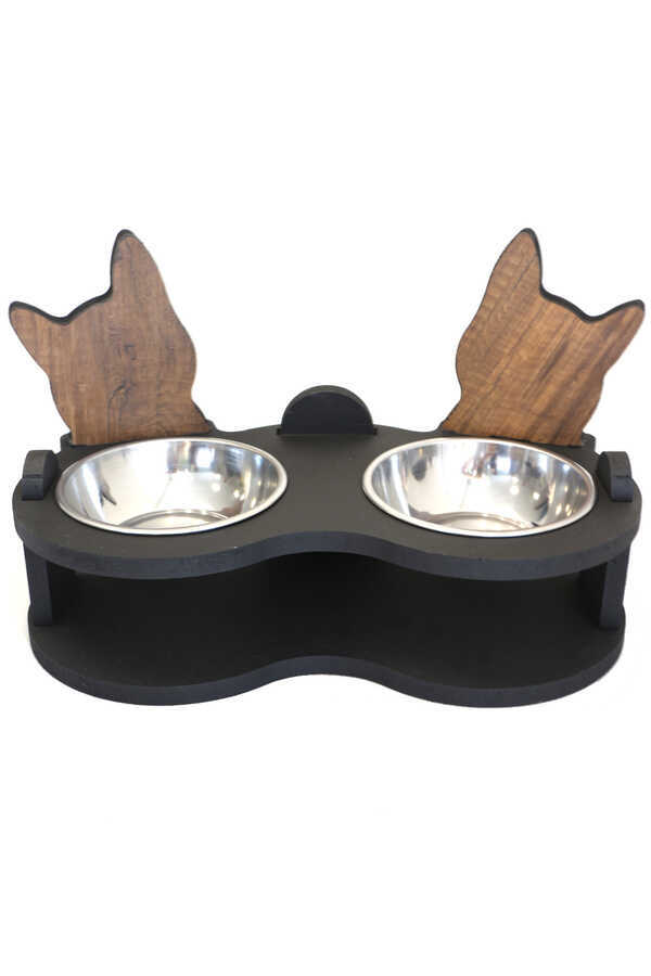 celik kaseli ahsap 2 kafa desenli kedi mama ve su kabi hobi yapay cicek deposu