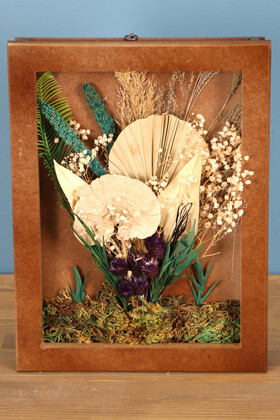 Yapay Çiçek Deposu - Dekoratif Çiçekli Çerçeve Tablo 28cmx37cm Kod:118
