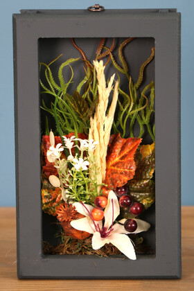 Yapay Çiçek Deposu - Dekoratif Çiçekli Çerçeve Tablo 15cmx24cm Kod:103