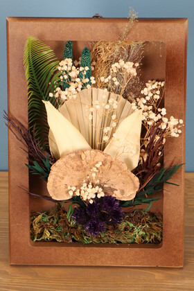 Yapay Çiçek Deposu - Dekoratif Çiçekli Çerçeve Tablo 21cmx30cm Kod:119