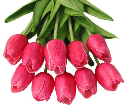Yapay 10lu Islak Lale Buketi Gerçek Doku Çingene Pembe - 2