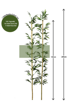 200 cm Yapay 23 Dal Yapraklı Doğal Bambu Tip4 - Yapay Çiçek Deposu