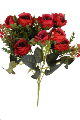 Yapay Çiçek Deposu - Yapay Lüx Ahtapot Gülü Demeti 33 cm Koyu Kırmızı