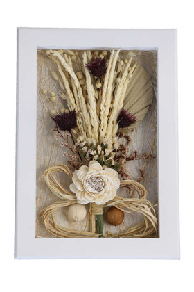 Yapay Çiçek Deposu - Dekoratif Kuru Çiçek Çerçeve Tablo 30 cm Jülide