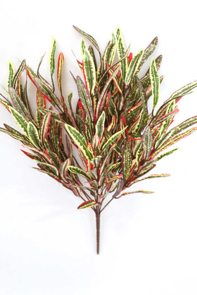 Yapay İnce Yapraklı Kabarık Dekoratif Bitki Yeşil-Kızıl - Thumbnail