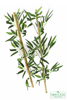 80 cm Yapay 9 Dal Yapraklı Gerçek Bambu - 2