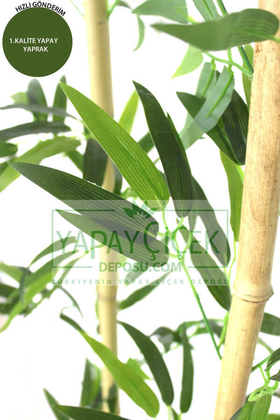 80 cm Yapay 9 Dal Yapraklı Gerçek Bambu - 3