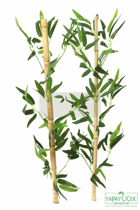 80 cm Yapay 9 Dal Yapraklı Gerçek Bambu - 4