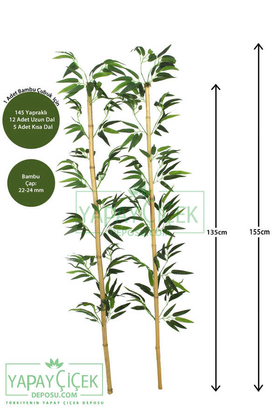 Yapay Çiçek Deposu - 155 cm Yapay 17 Dal Yapraklı Doğal Bambu Tip8