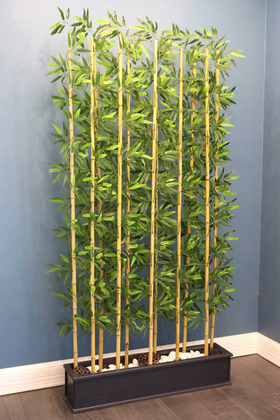 Yapay Çiçek Deposu - 11 Bambulu Ahşap Saksıda Bambu Seperatör (20x100x220cm)