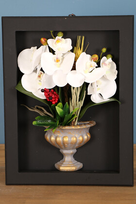 Yapay Çiçek Deposu - Dekoratif Çiçekli Çerçeve Tablo 28cmx37cm Kod:122
