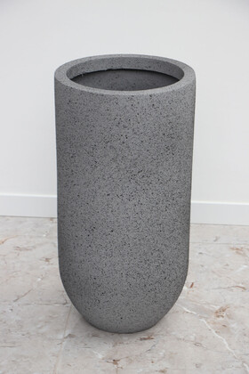 Fiber Stone Saksı Kapsül Model Beton Dokulu 70 cm Gri-Siyah (Kırılmaz-Çizilmez) - Yapay Çiçek Deposu