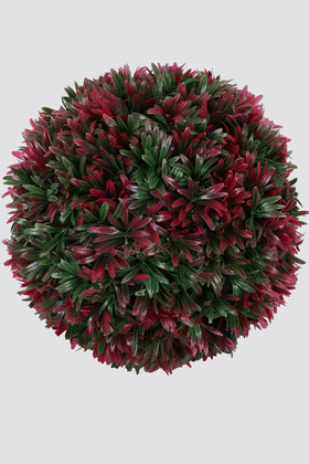 Yapay Çiçek Deposu - Defne Yapraklı Şimşir Top 38 cm Fuşya Yeşil