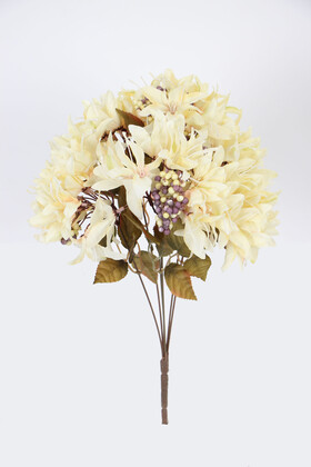 Yapay Çiçek Deposu - Yapay Çiçek 72li Cipsolu Lilyum Demeti Krem