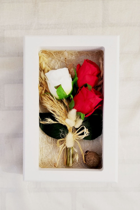 Yapay Çiçek Deposu - Dekoratif Kuru Çiçek Çerçeve Tablo 24 cm Love