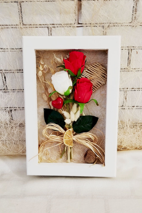 Dekoratif Kuru Çiçek Çerçeve Tablo 30 cm Love - Thumbnail
