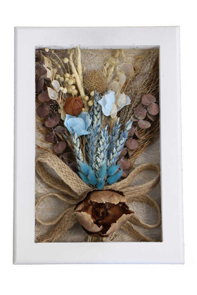 Yapay Çiçek Deposu - Dekoratif Kuru Çiçek Çerçeve Tablo 30 cm Bahamas