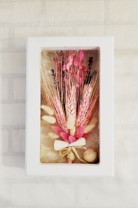 Dekoratif Kuru Çiçek Çerçeve Tablo 24 cm Pembe Başak - 1