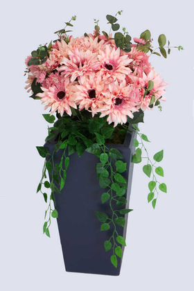 Yapay Ahşap Saksıda Lüx Gerbera Tanzimi 100 cm Pembe - Thumbnail