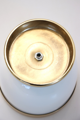 Dekoratif Metal Vazo - Saksı Beyaz Altın 17 cm - Thumbnail