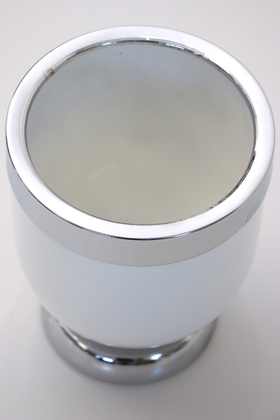 Dekoratif Metal Vazo - Saksı Beyaz Gümüş 20 cm - Thumbnail