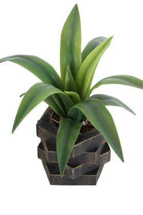 Ahşap Çark Model Saksıda Yapay Sukulent 17 cm - 2