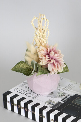 Yapay Çiçek Deposu - Beton Saksıda Yapay Masa Çiçeği Model 36