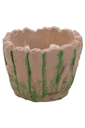 Yapay Çiçek Deposu - Handmade Beton Saksı model-20 Kahverengi-Yeşil