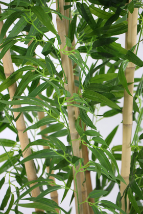 Metal Galvaniz Saksıda Yapay Bambu Ağacı 7 Gövde 180 cm (Beyaz-Gold) - Thumbnail