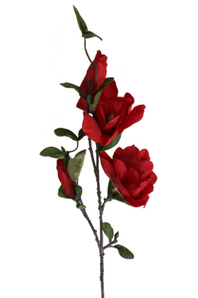 Yapay Çiçek Deposu - Dekoratif Uzun Dal Saçaklı Manolya Kırmızı