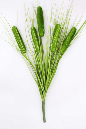 Yapay Çiçek Deposu - Yapay Sosisli Saz Püskül 60 cm Yeşil