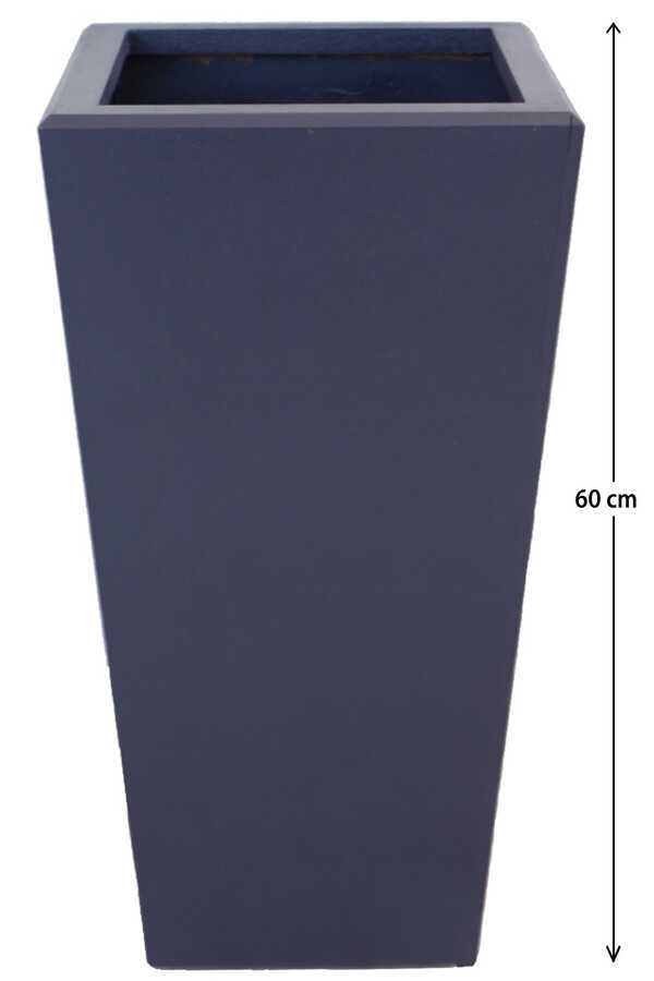 Dekoratif Ahşap MDF Saksı ve Çiçeklik Antrasit Mavi 60cm