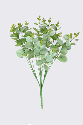 Yapay Çiçek Deposu - Yapay 16 Dallı Islak Okaliptus Bitkisi 47 cm Mat Yeşil