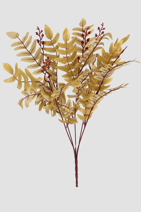 Yapay Çiçek Deposu - Yapay Pastel Yaprak Eğrelti Demeti 55 cm Hardal