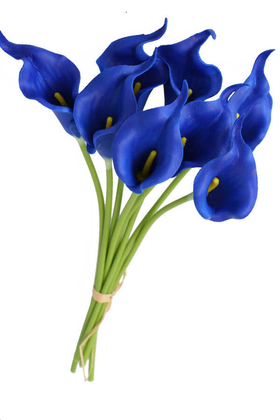 Yapay Çiçek Deposu - Yapay Çiçek Islak Gerçek Gala Çiçeği 8 Dal Saks Mavi