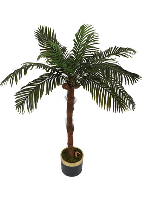 Yapay Çiçek Deposu - Büyük Metal Saksıda Dev Palmiye Ağacı 220 cm 14 Yapraklı